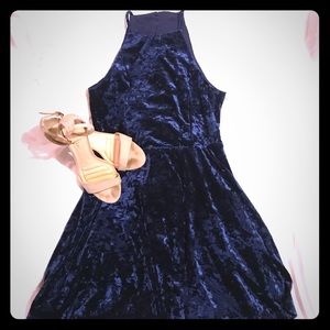 darkest blue velvet dress